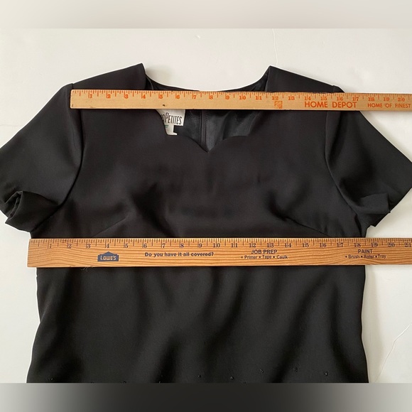 Vintage Nina Piccalino Black Short Sleeve Sparkle Dots Sheath Formal Party Dress - Picture 6 of 12